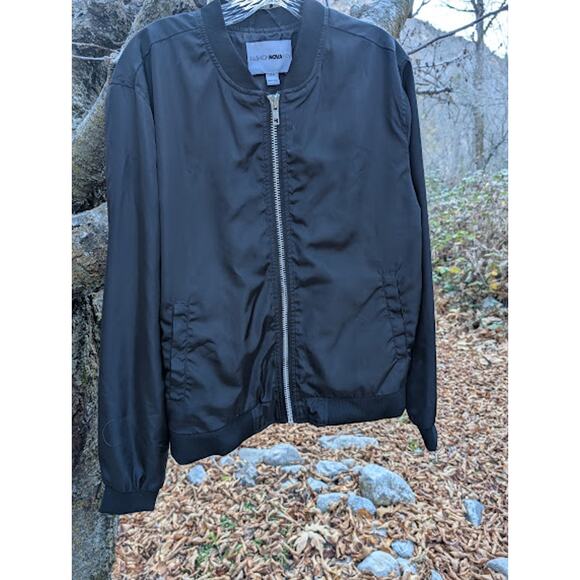 FASHION NOVA MEN- black men's zip-up jacket sz Medium Bomber jacket - Picture 1 of 8